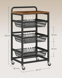 VASAGLE Storage Carts - Black - View 5