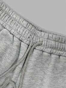 Pantalon ample imprimé minimaliste décontracté pour femmes, convient pour le travail, grande taille, gris