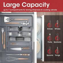 Silverware Organizer - Expandable Kitchen Drawer Organizer, Adjustable Utensil Organizer, Cutlery Tray Forks, Knives, Multipurpose Kitchen Organizers And Storage Solution, Black, Large - 大號+灰色 - 查看 3