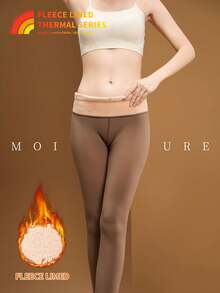 1 Pair Pack Women's Fashionable Fleece Tights High-Stretch Thermal Base Layer Leggings