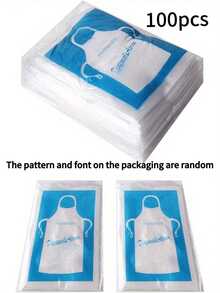 50/100 buc șorțuri de unică folosință, plastic PE gros, impermeabile, rezistente la ulei, potrivite pentru catering, oală fierbinte, grătar, adulți, ambalate individual, impermeabile, durabile, aplicabile pentru gătit, pictat și luat masa în aer liber