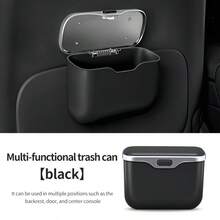 Multifunctional Car Trash Can With Lid Button, Hanging Storage Bin For Wet And Dry Use, Auto Interior Accessories, Organizer Box