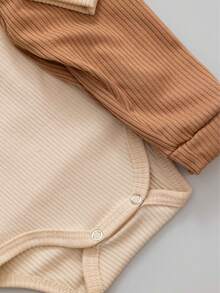 Children's Ribbed Bodysuit And Trousers Set With Tiger Print - Màu nâu  Mocha - Xem 3