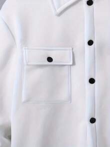 Men's Fashion Solid Color Pocket Open Button Collar Jacket And Solid Color Tethered Pants Set - trắng - Xem 6