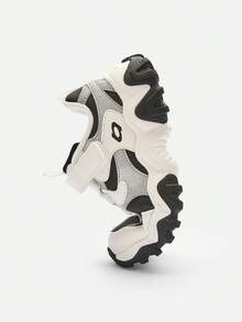 Balabala Girls' Sneakers 2025 Spring/Fall, Thick-Soled Color-Block Chunky Sneakers - Black and White - View 6