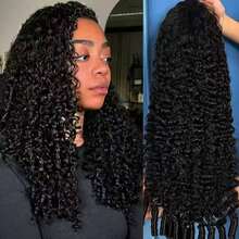 200% Density Burmese Curly Human Hair Wig 13x4 HD Lace Frontal Raw Human Hair Water Wave Lace Front Wigs For Women Human Hair Wigs With Spiral End For Natural Color 26 Inch - Natural Black - 查看 5