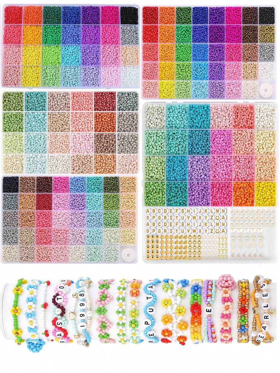 3mm Glass Seed Beads Kit, Mix Colors Seed Beads Kit For Jewelry Making, DIY Bracelet Necklace Key Chain Craft, Atmosphere Decoration Friend Party Gifts