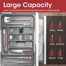 Silverware Organizer - Expandable Kitchen Drawer Organizer, Adjustable Utensil Organizer, Cutlery Tray Forks, Knives, Multipurpose Kitchen Organizers And Storage Solution, Black, Large - 中+灰色 - 查看 3