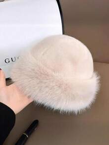 1pc New Winter Woolen Hats For Women, European, American And Korean Style Warm Hats For Autumn And Winter, Fashionable Solid Color Ones That Look Good On The Face, Small And Versatile Mongolian Hats With Thickened Design - A - View 5