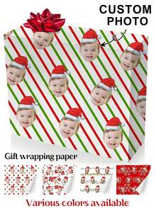 Personalised Funny Face Photo Wrapping Paper, Customised Face Gift Wrap, Multiple Colors, Birthday Wrapping Paper, Anniversary, Your Photo Wrapping Roll - Multicolor - View 2