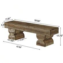 LITTLE TREE Entryway Bench, Solid Wood Shoe Bench, Farmhouse End Of Bed Stool With Sturdy Double Pedestal For Entryway, Living Room, Bedroom, Antique Gray Brown