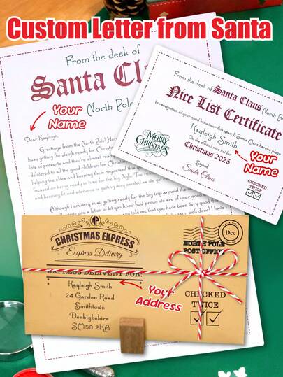 1pc/3pcs/5pcs Santa Claus Christmas Card– Festive Santa Holding Presents Design For Children, Family, Friends & Special Occasions, High-Quality Paper, Sturdy Construction, White Background (Birthday/New Year/Holiday Greeting), Santa Letter, Official Letter Mailed From Santa, Christmas Letter From Santa, Personalized Santa Letter