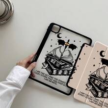 这款精美可爱的万圣节卡通黑蝙蝠书，印有字母、月亮和星星，双面喷漆亚克力透明水晶背壳，防震设计，适用于 iPad 第七代、第八代（10.2 英寸）、第十代。内置笔槽，支持睡眠唤醒功能/多种折叠支架方式。是万圣节和新年礼物的理想之选。 - 彩色 - 查看 1