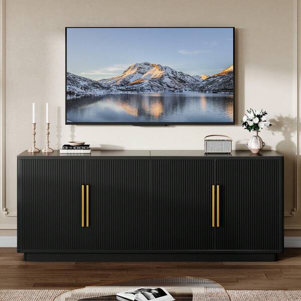 TV Stand For TVs Up To 80 Inches, Entertainment Center With 4 Fluted Doors, 70"  Modern Media Console With Ample Storage For Living Room