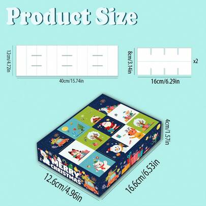 1 pieza Caja sorpresa con tema navideño, decoración de ambiente festivo para fiesta de Navidad