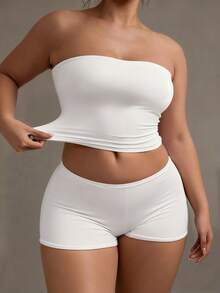 XLLAIS 性感无肩带基础款背心，时尚纯色弹力修身白色抹胸上衣，四季皆宜。