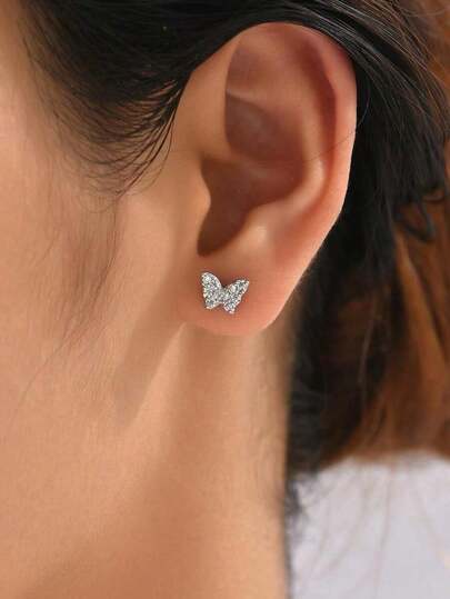 Cubic Zirconia Butterfly Stud Earrings OLSF