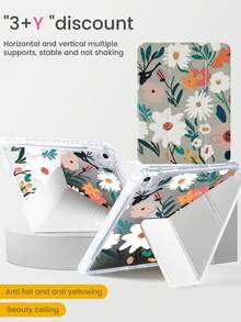 The Beautiful And Cute Cartoon Flower, Grass And Fallen Leaf Double-Sided Painted Acrylic Transparent Crystal Back Cover Is Shockproof And Suitable For IPad 7th Generation, 8th Generation (10.2 Inches) And 10th Generation. It Has A Built-In Pen Slot And Supports Sleep And Wake-Up Functions/Multiple Folding Stand Methods. These Are Halloween Gifts And New Year Gifts