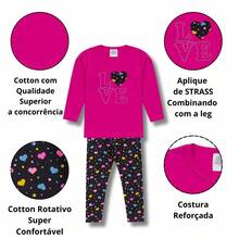 Kit 3 conjuntos Infantil Menina Verão 3 blusas e 3 leg estampada Qualidade Superior - Multicolorido - Visão 3