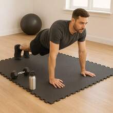 Tapete Foamy para Ejercicio con Forma de Rompecabezas, 4 o 8 Pzs 60x60 Tapete para Gimnasio, Crossfit o Pesas, Antideslizate, Resistente y Duradero, 1 cm de Grosor. - Negro - Ver 2
