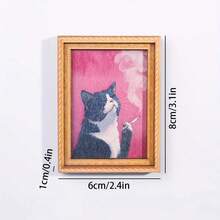 Adorable Cat Fridge Magnets - Cute Black And White Cat Design With Pink Decorations, Sturdy Bamboo Material, Perfect Home And Office Decoration, Holiday Gifts And Kitchen Accessories, Cat Accessories - 龐克貓 - 查看 7