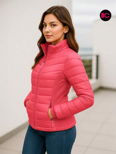 Big City Chamarra Capitonada  Moda Dama Moderna Forro Peluche Moderna