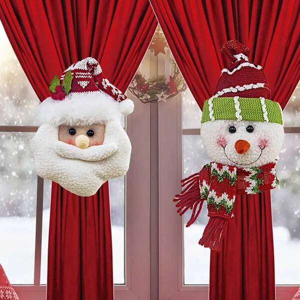 1pc Exquisite And Cute Christmas Curtain Buckle Curtain Tie, With Snowman Shape, Santa Claus Shape. Suitable For Home Decoration, Curtain Tie, Door Curtain Tie And Other Binding Effects,Christmas Decorations,Christmas Decorations Home. Room Decor