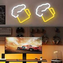 1pc LED Neon Beer Cup Light, USB Or Battery Powered, PS Plastic Material, Suitable For Holiday, Home, Party, Wall Decor, Camping, Home Bar, Garage, Cafe, Nightclub Indoor Atmosphere Lighting, Valentine's Day, Mother's Day, Children's Day, Christmas And Other Holiday Decorations - White - View 8