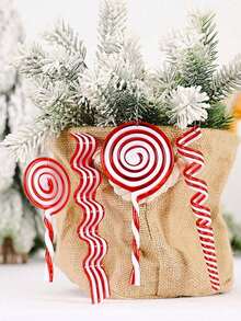 4 pièces Ensemble d'ornements de sucette et de canne de bonbon de Noël, ornements de bonbon acrylique rouge et blanc de Noël, ornements de bonbon d'arbre de Noël pour la décoration de fête d'hiver, d'anniversaire et de mariage de Noël