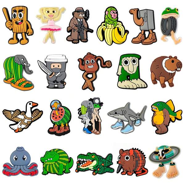 21 Stücke Cartoon Street-Style Silikon Loch Schuh Dekor, Clog Charms, Garten Schuh Dekorationen, weiche Gummi Schuh Clips, Geschenke für Feiertage und Fans, Zubehör für Clog-Liebhaber mit Hohlräumen