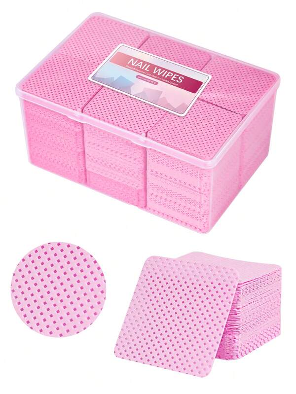 1080pcs Boxed Rose Pink Nail Art Lint-Free Eyelash Glue Wipes Paper Gel Polish Remover Clean Glue Cotton Pads Beauty Cleaning Tools Wear Resistant, Cleaner, Nail Art, Nail Polish Remover, Cleaner, Paper Pad