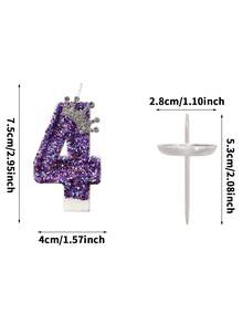 一套紫色闪光皇冠数字生日蜡烛，适合生日派对装饰，男女通用，紫色数字蜡烛可用于生日蛋糕装饰、周年纪念派对蜡烛、毕业典礼礼物。 - 彩色 - 查看 3