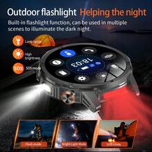 GUHUAVMI 2025 New Men's Outdoor Sports Smart Watch, Two-Color Flashlight, SOS Sound Warning Modes, 1.85inch HD Large Screen, 1000mAh Ultra Large Battery, With Bluetooth Call, Voice Assistant, Push Message, Reminder Function, Men's Outdoor Adventure Watch, GPS Motion Tracking, Multi Sport Modes, Fitness Tracker, Sleep Monitoring, IPX8 Waterproof Smartwatch, Smartwatch For Men, Smartwatch For Women, The Best Gift For Outdoor Enthusiasts.