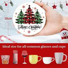 4/8 miếng lót ly chủ đề Giáng sinh, miếng lót ly thấm hút họa tiết Giáng sinh dùng cho cà phê, nhà bếp, bàn, phòng, trang trí quầy bar, quà tặng ngày lễ - Nhiều màu - Xem 5