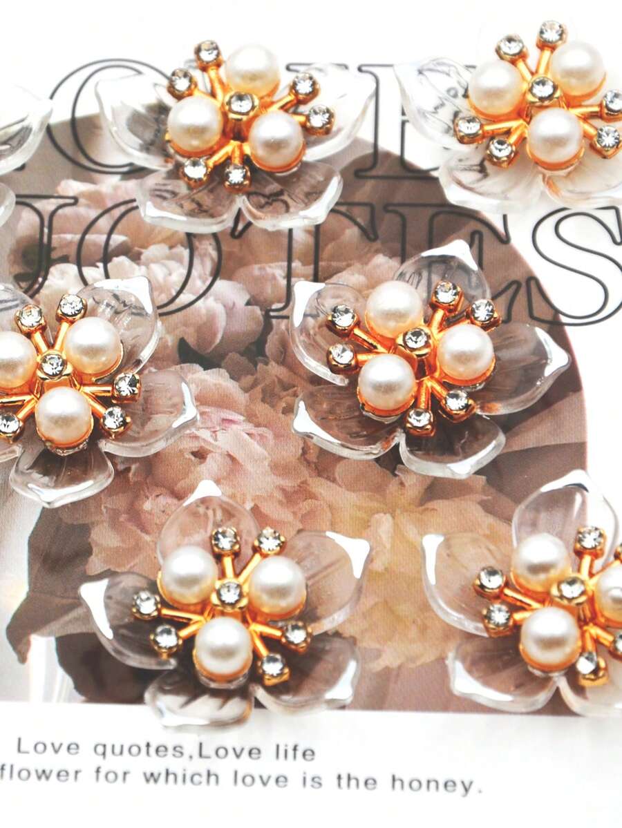 50 piezas de 25mm Apliques de flores de cristal con borde plateado, DIY para joyería, zapatos, ropa, bolsos, regalos