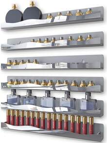 Spiegelgold Acryl Nagellack Regal, 38 cm wandmontiertes Regal Nagellack Regal, Aufbewahrungsregal für Sonnenbrillen, ätherische Öle