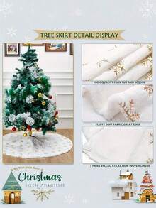 1pc White Faux Fur Christmas Tree Skirt, Soft & Comfortable, Easy To Install, White Tree Skirt For Christmas Tree Decor, Scene Decor, Room Decor, Bedroom Decor, Home Decor, Holiday Party Decor, Christmas Decor, Autumn Decor - Multicolor - View 11