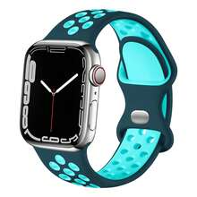 Sport Band kompatibel mit Apple Watch Band 38mm 40mm 41mm 45mm 46mm 44mm 42mm 49mm für Frauen Männer, weiches Silikon atmungsaktives Armband Ersatzband kompatibel mit Series Ultra 2 SE 11 10 9 8 7 6 5 4 3 2 1 - 38/40/41 mm - Übersicht 35