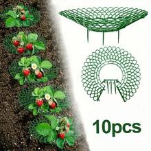 10pcs Strawberry Planting Support Rack With 4 Sturdy Columns, Strawberry Cultivation Structure Ensures Fruit Stays Clean, Suitable For Indoor Or Outdoor Garden Strawberry & Vegetable Planting, Planting Assist Tool, Applicable For Halloween, Christmas, Valentine's Day