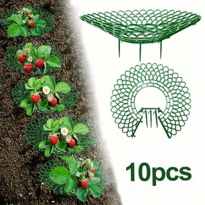 10pcs Strawberry Planting Support Rack With 4 Sturdy Columns, Strawberry Cultivation Structure Ensures Fruit Stays Clean, Suitable For Indoor Or Outdoor Garden Strawberry & Vegetable Planting, Planting Assist Tool, Applicable For Halloween, Christmas, Valentine's Day