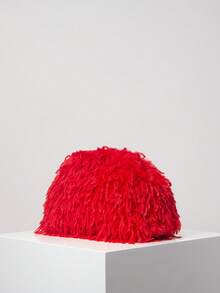 女士大容量手拿包，适合舞会、新娘派对、毛绒钱包、酒红色手提包、圣诞派对包、婚礼用品、节日派对礼服、优雅女士钱包、送给她的礼物，适合派对、聚会、约会、舞会和其他场合。 - 紅色 - 查看 2