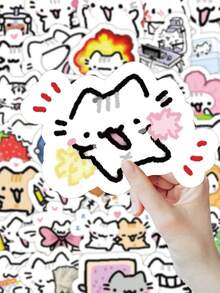 72 PIEZAS/PAQUETE Pegatinas de vinilo coloridas y lindas de varios tamaños, suministros para scrapbooking, artículos de papelería, accesorios de escritorio, regalos divertidos de estilo Kawaii de gato para mujeres, organización de escritorio, manualidades con pegatinas