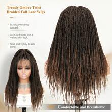 渐变棕色编织假发，双层全蕾丝编织假发，带婴儿发，轻盈透气耐热，适合日常佩戴