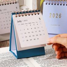 2026 Mini Desk Calendar - Dual Monthly/Weekly Layout 250gsm Thick Paper, Double-Stitched Binding Multiple Colors Available (Pink/Blue/Green/White) Ideal For Home Office Use Desk Calendar