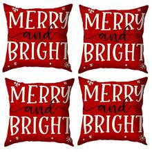 4 buc. fețe de pernă roșii de Crăciun, decor de Crăciun tip casă de la țară, fețe de pernă decorative cu model de camion de Crăciun, potrivite pentru canapea, sufragerie, exterior, inserția de pernă nu este inclusă