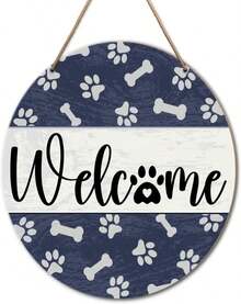 Dog Welcome Sign For Front Door Decor, Dog Farmhouse Welcome Wood Hanging Sign Decor, Rustic Dog Sign Decoration For Home Porch Office Door, Housewarming Gifts For Dog Lover Dog Mom Dad