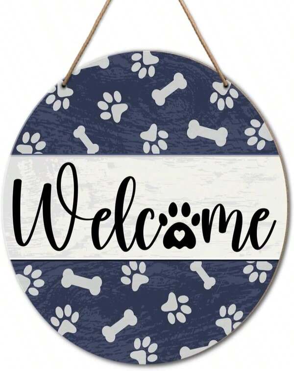 Dog Welcome Sign For Front Door Decor, Dog Farmhouse Welcome Wood Hanging Sign Decor, Rustic Dog Sign Decoration For Home Porch Office Door, Housewarming Gifts For Dog Lover Dog Mom Dad