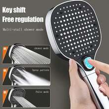 3-Setting High Pressure Shower Head, Filtration, Home Bathroom Shower Tub Faucet, Boosted High Water Flow, Shower Sprayer Head Bathroom Accessories Bathroom Tools - Silver - View 10