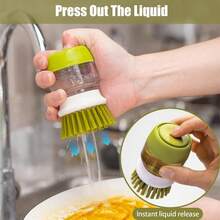 Soap Dispenser With Dish Brush And Storage Bracket Easy To Clean Kitchen Utensils And Sink Gray - Green - View 4