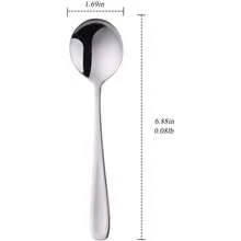 7-Inch Soup Spoons, Baikai Bouillon Spoon,18/10 Stainless Steel Finished Table Dinner Spoons Set Of 4 (Silver) - 銀色 - 查看 6